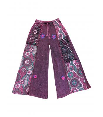 Cotton Razor Cut Crazy Artwork Palazzo Pant LF26353 Pink