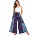 Cotton Razor Cut Crazy Artwork Palazzo Pant LF26353 Purple