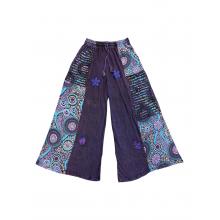 Cotton Razor Cut Crazy Artwork Palazzo Pant LF26353 Purple