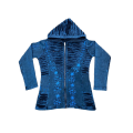 Cotton Sky Blue Razor Patchwork Floral Artwork Festive Jacket LF26363