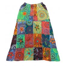 Cotton Multi Block Floral Embroidery X Stich Boho Skirt NC69