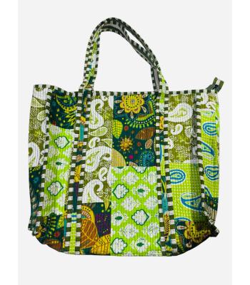 Cotton Patchwork Kantha Stiches Quilted Shopping Bag R25947