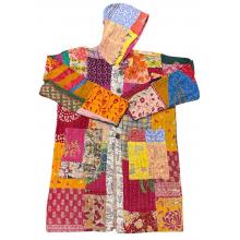 Cotton Hood Quilted Kantha Jacket R26056