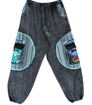 Cotton Stonewash Patchwork Embroidery Pant R26065