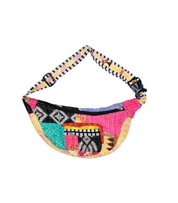 Cotton Multi Color Patchwork Kantha Fanny Bag R26084