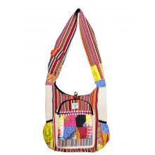 Cotton Multi Color Patchwork Kantha Two Pocket Festival Bag R26086