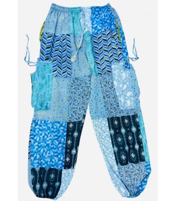 Cotton Blue Patchwork Cargo Free Style Yoga Pant R261106