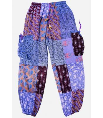 Cotton Multi Purple Patchwork Yoga Pant R261107