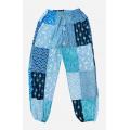 Cotton Multi Blue Patchwork Free Style Yoga Pant R261111