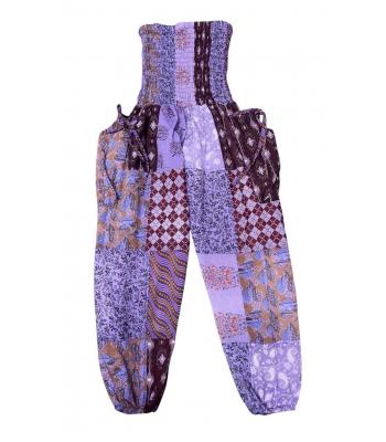 Cotton Multi Purple Patchwork Yoga Pant R261115