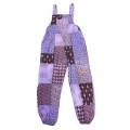 Cotton Multi Purple Patchwork Elastic Strap Free Style Jumpsuit Overall R261116