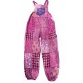 Cotton Multi Purple Patchwork Elastic Strap Free Style Jumpsuit Overall R261118