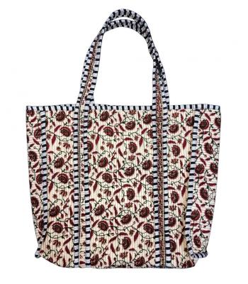 Cotton Quilted Red Floral Shopping Bag R26423