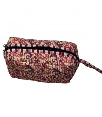 Cotton Quilted Purple Paisley Cosmetic Bag R26429