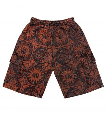 Cotton Brown Multi Sun Moon Short R26911