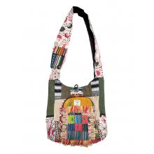 Cotton Multi Patchwork Outside Pocket Festival Bag RIB24751