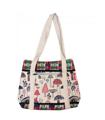 Cotton Multi Color Mushroom Shopping Bag RIB25879