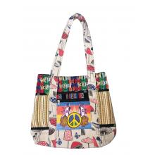 Cotton Multi Color Mushroom Peace Shopping Bag RIB25880