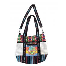 Cotton Multi Color Patchwork Hamsa Shopping Bag RIB25883