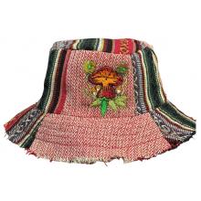 Cotton Hemp Multi Patchwork  Red Mushroom Bucket Hat  RIB26029