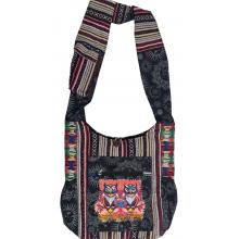 Cotton Multi Patchwork Two Pocket Two Owl Bag RIB26095