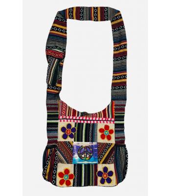 Cotton Multi Patchwork Peace Flower Himalaya Bag RIB26419