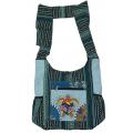 Cotton Patchwork  Floral Embroidery Dark Sea Turtle Bag RIB26901 