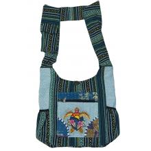 Cotton Patchwork  Floral Embroidery Dark Sea Turtle Bag RIB26901