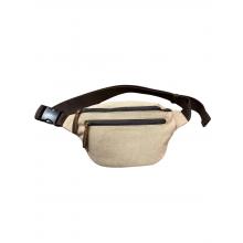 Washed  Canvas Leather Trim  Waist  Fanny Bag K25652