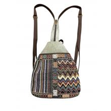 Washed Canvas Zip Stripe Multicolor patch  Zip Side  Backpack 22*13*28  cm  K25653