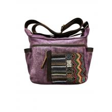 Washed Canvas  Multi Color  Patch  Messenger Bag 21*9*18.5 cm  K25654