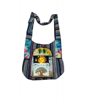 Cotton Multi Tie Dye Side Pocket  Tree of life Bag KFC2801