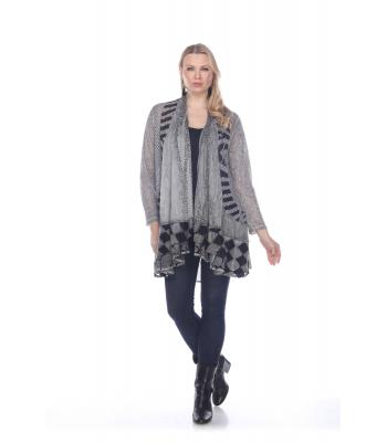 Chita /Flower Print 3/4 Slv Brown Cardigan (KS983)