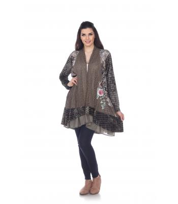 Velvet Flower Print Cardigan (KS852) (PREPACK)
