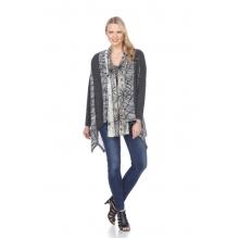 Lady's Knitted Flower Print long Cardigan  KA422
