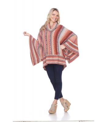 Women's Cowl Neck Bell Sleeve Poncho Wholesale (KN159) PREPACK