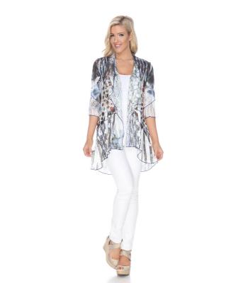 Blue Open Front Cardigan PLUS  (KS16C)  