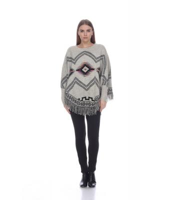 Women's Fringe Poncho (KF2983) (PREPACK)