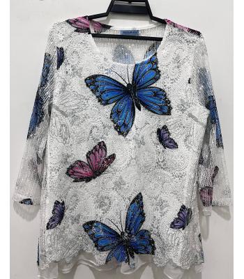 Lady's Multi Butterfly Net Print Fabric  KV23372