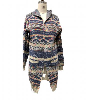 Blue and Multi Color 100% Acrylic Lady's Jacket Wholesale (KF2154)