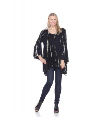 Women Tie Dye Black Tunic (KTP725) (PREPACK)