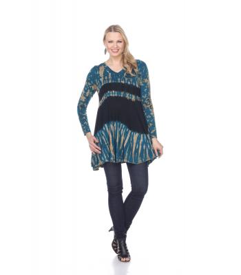 Women Tie Dye V Neck Tunic  Wholesale (KTP755) PREPACK