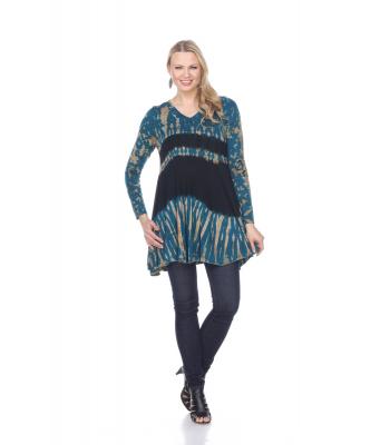 Women Tie Dye V Neck Tunic  KTP755