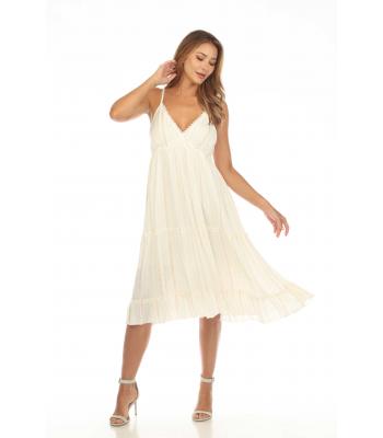 Rayon Crepe Thread Off white Decorated Tunic Dress MK22005