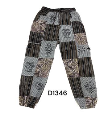 Cotton Coffee Multi Patchwork Block Print Lake Tribal Pant D1346
