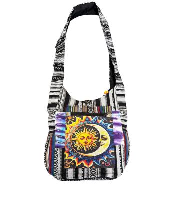 Cotton Multi Tie Dye Razor Cut Side Pocket Sun Moon Bag RIB25779