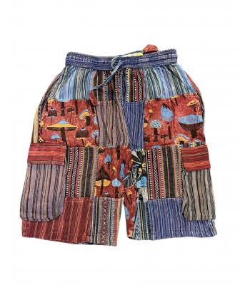 Cotton  Multi  Mushroom  Patchwork  Short D361