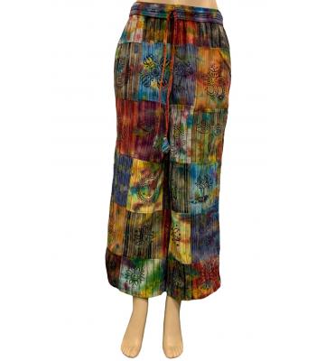 Cotton Patchwork Blockprint  Drawstring Palazzo Pant (D225)