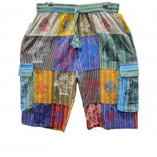 Cotton Patchwork Multi Mushroom Block Print Short Wholesale (D402)
