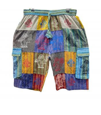 Cotton Patchwork Multi Mushroom Block Print Short Wholesale (D402)